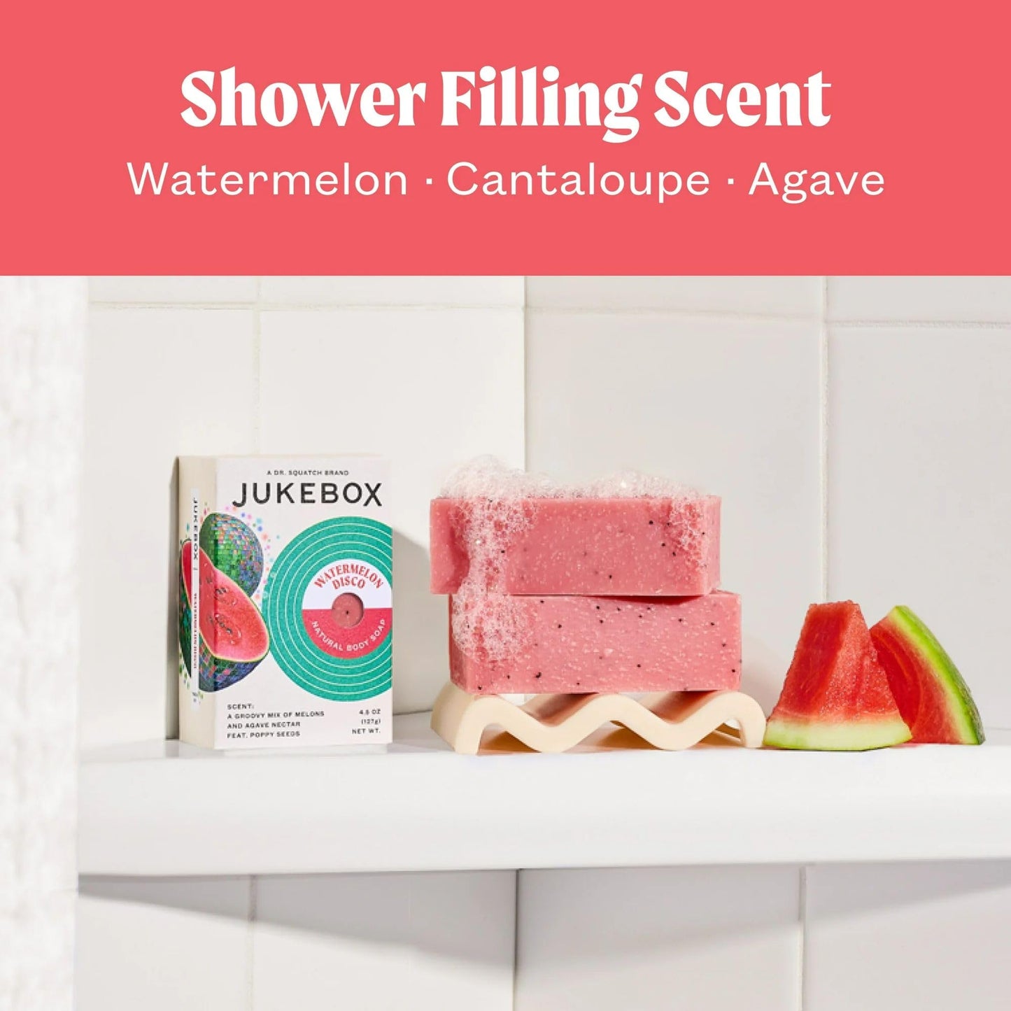 JUKEBOX Soap, Watermelon Disco, Natural Bar Soap for Women, Cold Process, Heavy Scrub, Bath Soap,No Harmful Ingredients, All Skin Types
