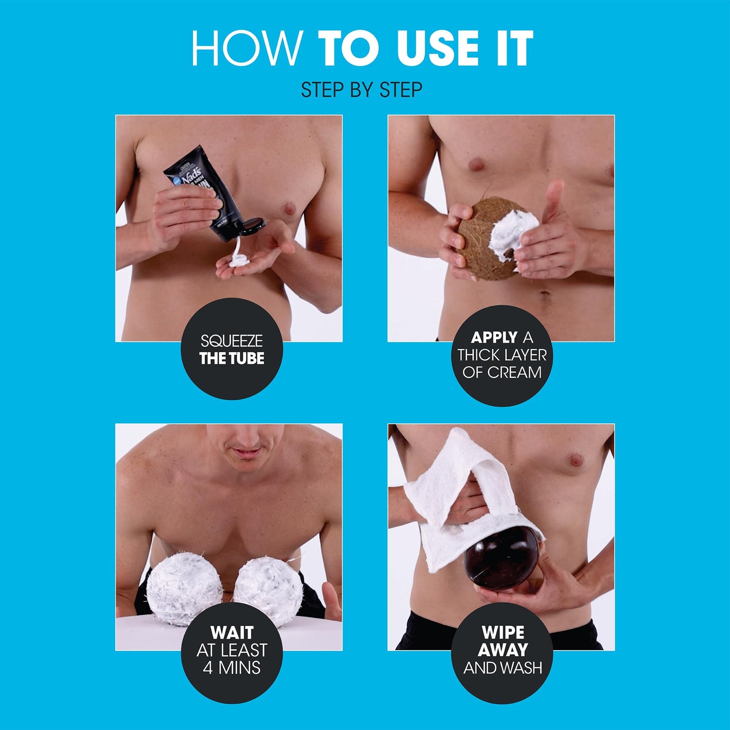 Nad's For Men Down Under Hair Removal Cream - Gentle Depilatory for Body, for Intimate areas, painless, soothing and suitable for all Skin and Hair