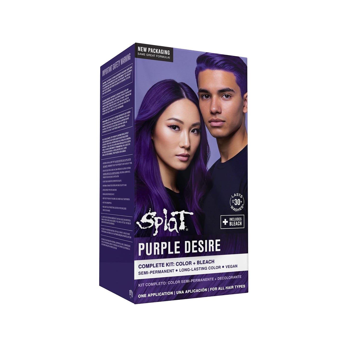 Splat Purple Desire Semi Permanent Hair Dye Kit with Bleach, 1 Application, Includes Purple Hair Dye, Oxide & Bleach Powder, Vegan & Cruelty Free Hair