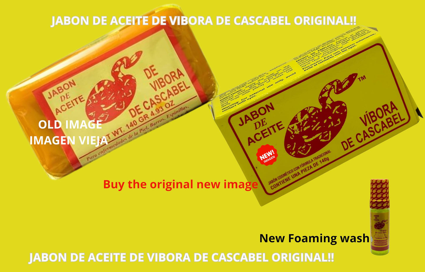 JABON DE ACEITE VIBORA DE CASCABEL Original (140g) / Original Rattlesnake soap (4.93 Oz) Pack of 6