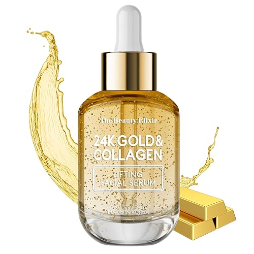 The Beauty Elixir Collagen Serum For Face with 24k Gold - Dermatologist Tested - Anti Aging, Ultra Hydrating, Fine Lines & Wrinkle Treatment - Clean
