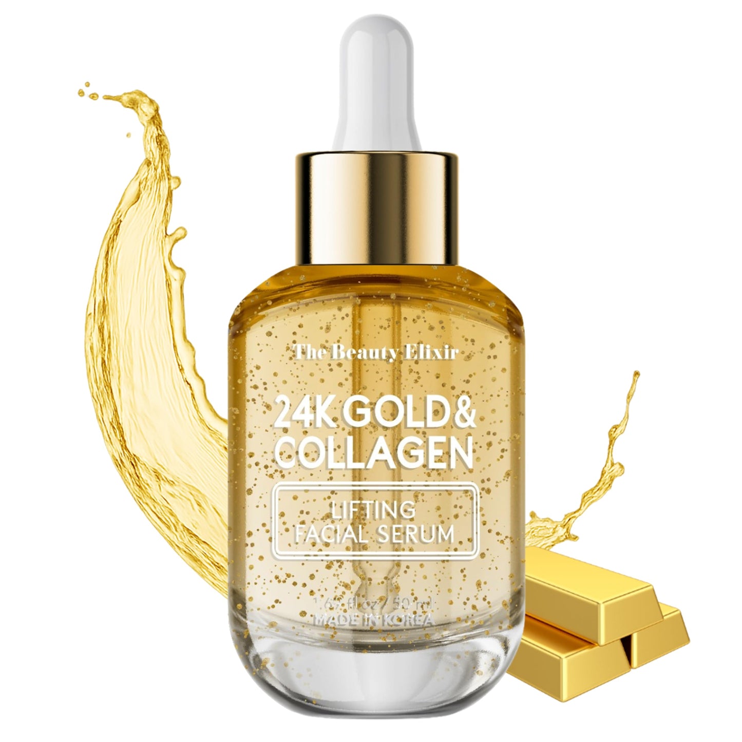 The Beauty Elixir Collagen Serum For Face with 24k Gold - Dermatologist Tested - Anti Aging, Ultra Hydrating, Fine Lines & Wrinkle Treatment - Clean