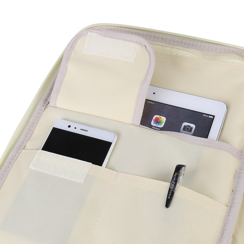 A4 Document Bag, A4 File Folder Portfolio Organizer Multi Functional Zippered Case Travel Pouch Handbag for Phones Notebooks Pens Documents (13.8 x