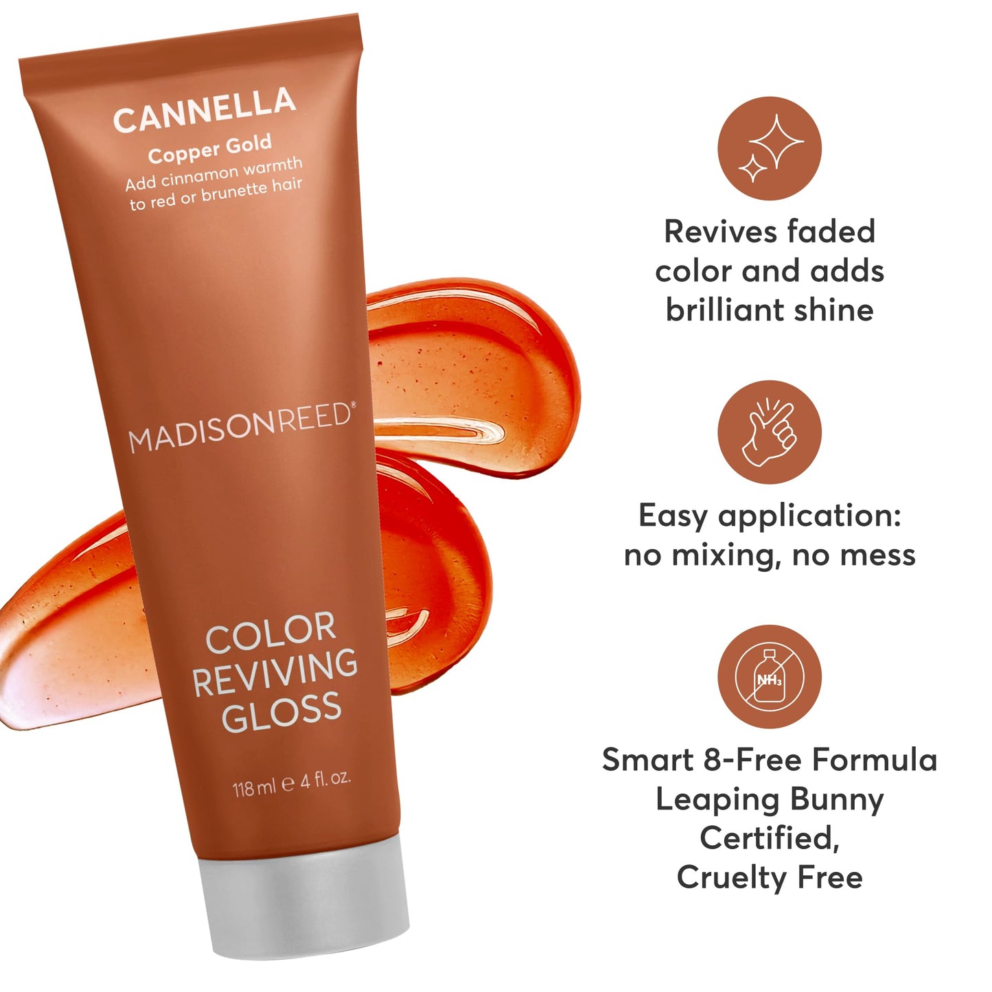 Madison Reed Color Reviving Gloss - Cannella Copper | Semi-Permanent, Color Depositing Gloss for Brunette & Red Hair, Revives Copper & Gold Tones