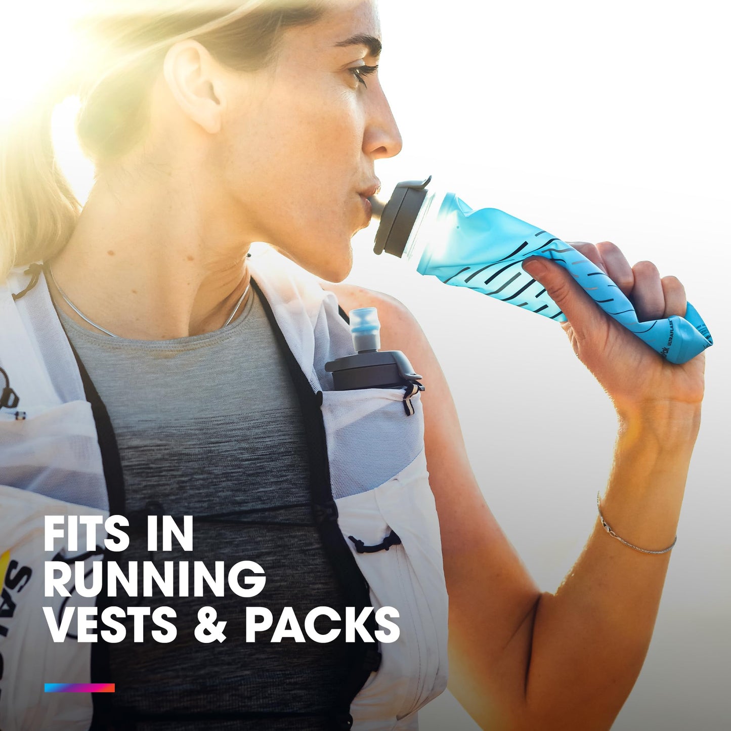 HydraPak UltraFlask Speed 500ml - Collapsible Soft Flask Water Bottle for Hydration Vests and Running Packs with Easy Open Cap (500ml / 17oz)