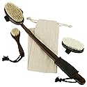 Vive Dry Brush Set for Lymphatic Drainage (3 Pieces) - Brushing Scrubber for Exfoliating, Body Cellulite and Skin Massage - 100% Natural Boar Hair