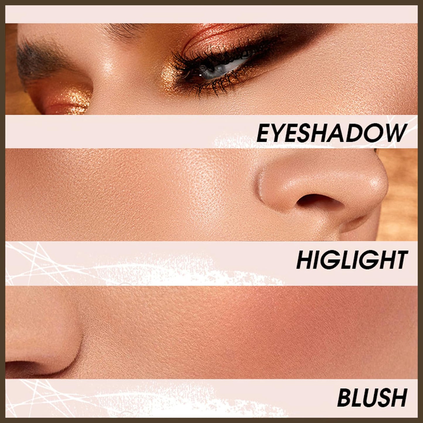 MIELIKKI Cream Eyeshadow Stick, Eye Shadow Pen, Shades with Highlighter Sticks & Blush Sticks, Long Lasting, Waterproof, Matte Finish, Eyeshadow #01