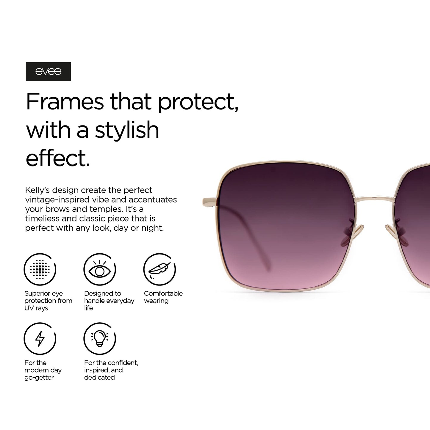 EVEE Square Oversized Sunglasses For Women with Flat Lenses and Metal Frame - Silver Gradient Oversized Square Sunglasses - (Kelly)