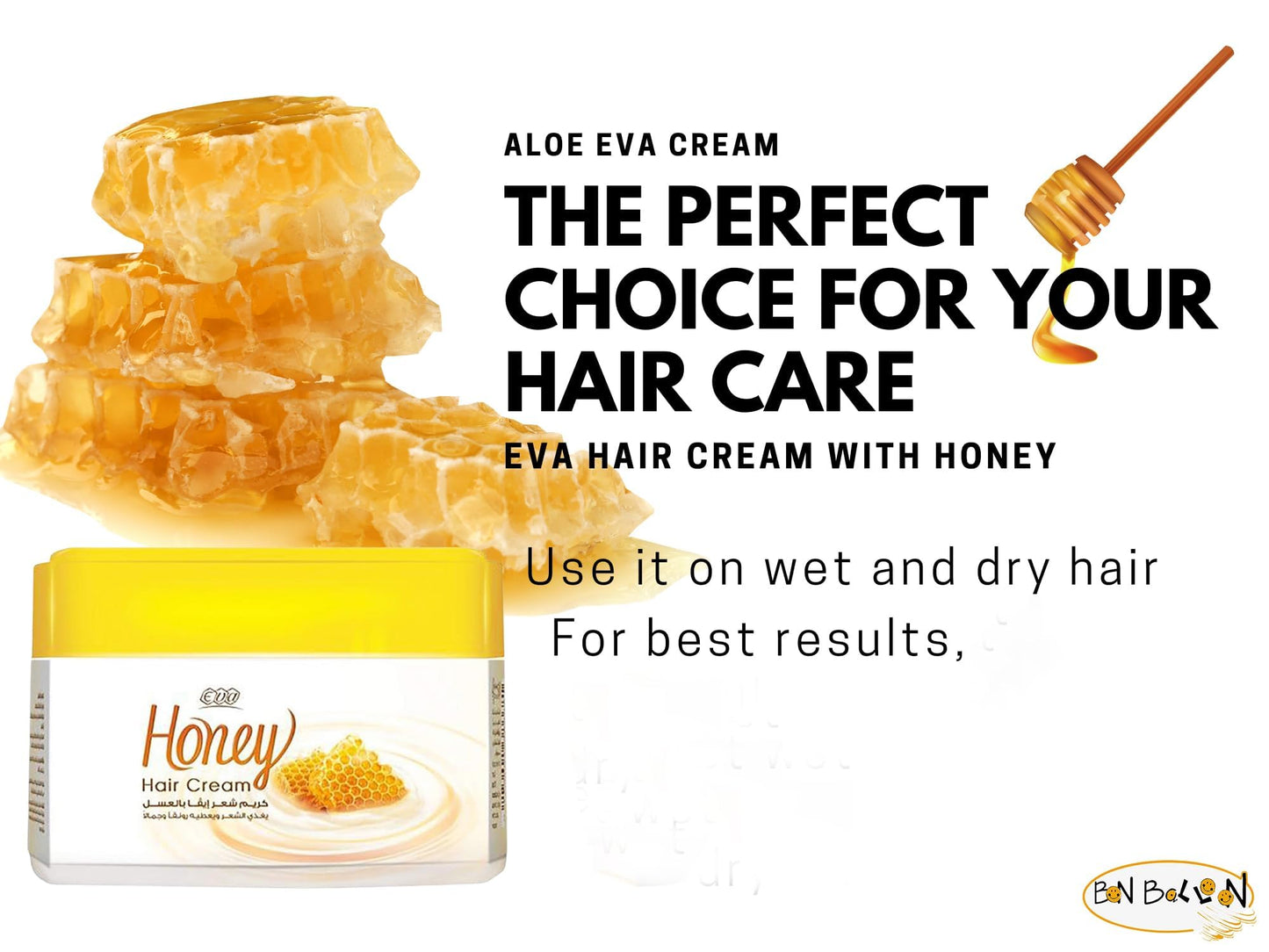 EGYPT EXPORT Eva Honey Hair Cream for All Hair Types, All the Benefits of Pure Honey, Soft, Shiny, Radiant Hair with a Touch of Elegance (Large Pack