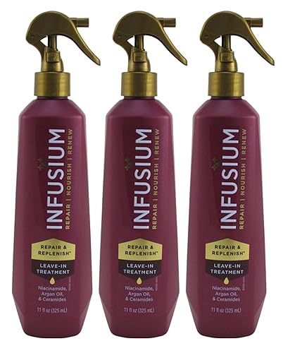 INFUSIUM LEAVE-IN TREATMENT Repair & Replenish, Nourish, Renew Spray with Niacinamide, Argan Oil, Ceramides, 11 FL OZ (3 Pack)