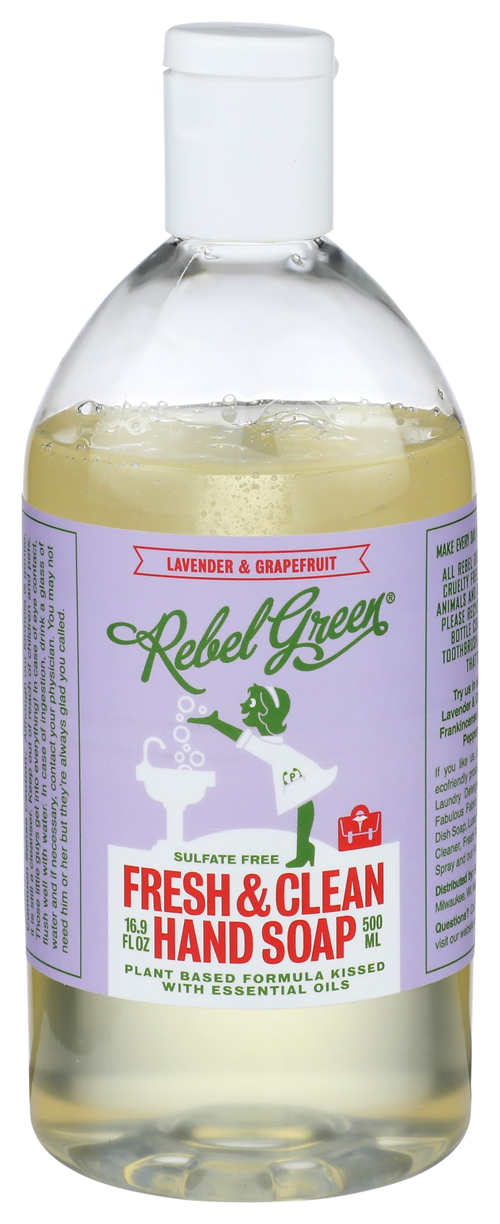 Rebel Green, Soap Hand Lavender, 16.9 Ounce