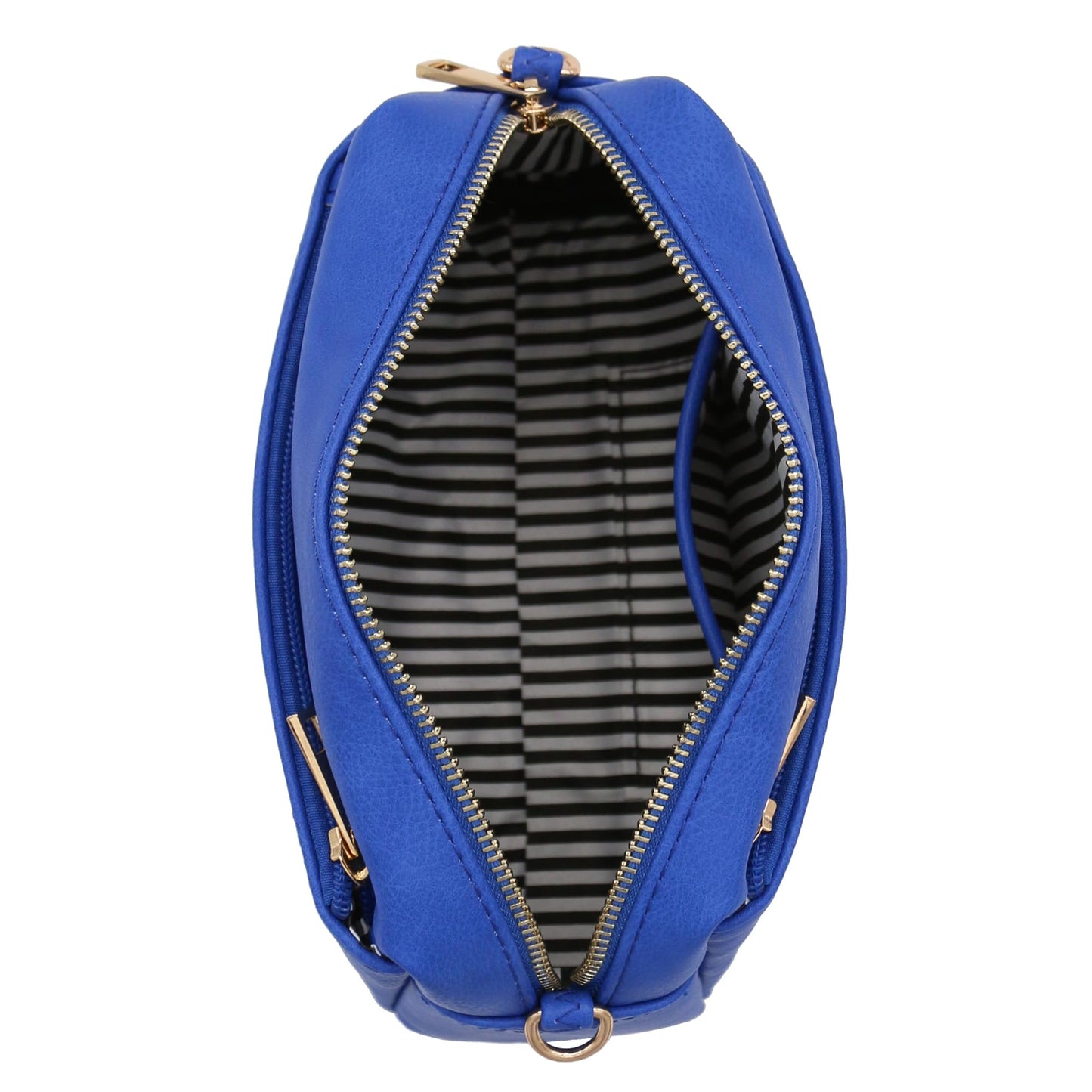 FashionPuzzle Triple Zip Small Crossbody Bag (Royal Blue)