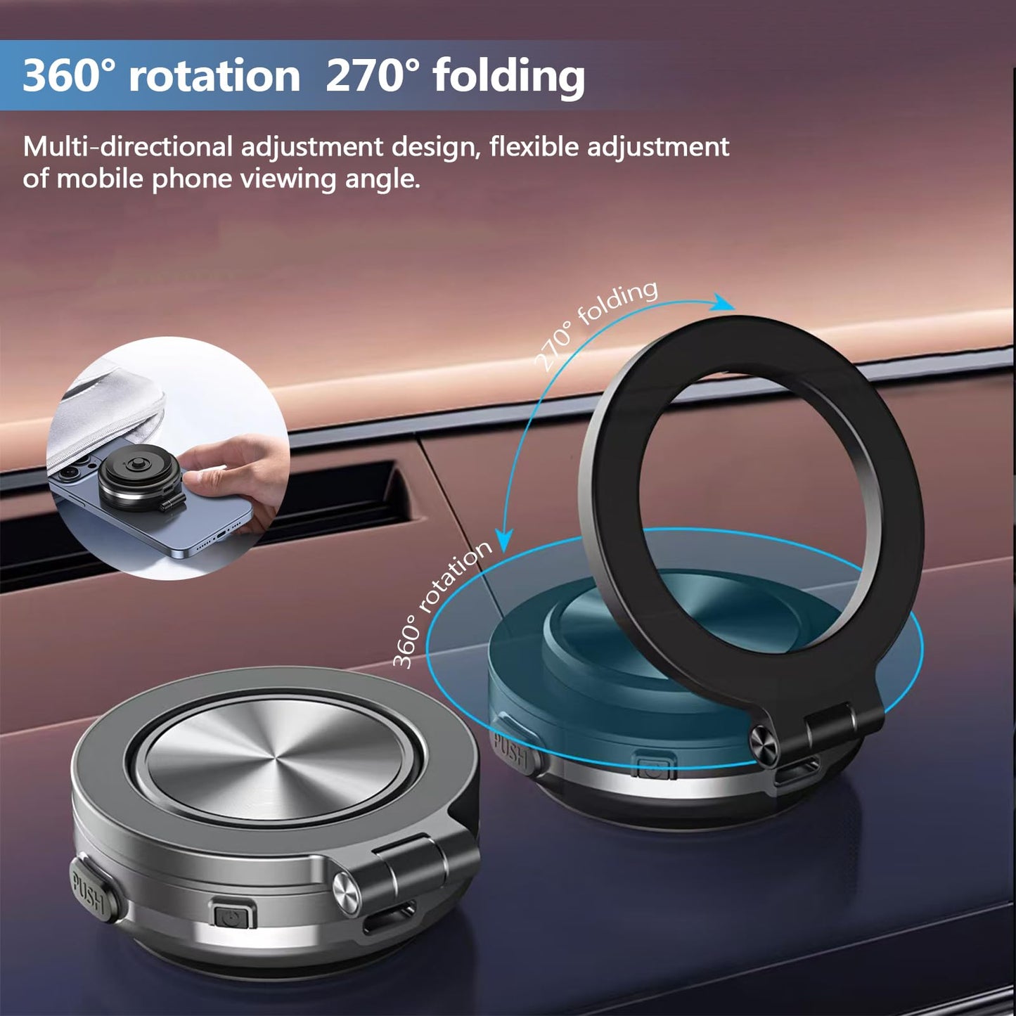 Veltrix Magno Grip Pro 360,360° Rotatable Car Suction Phone Mount,Car Electric Suction Cup Vacuum Magnetic Mobile Phone Stand,Powerful Magnetic Phone…