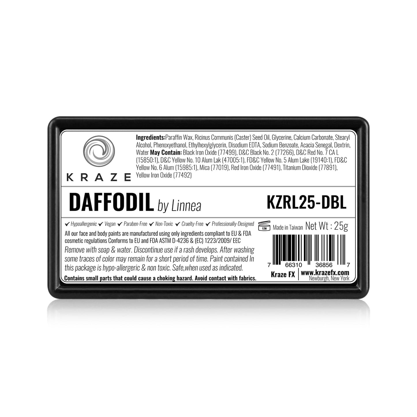 Kraze FX Dome Stroke - Daffodil by Linnea (25 gm), Professional 1-Stroke Split Cake, Hypoallergenic, Non-Toxic, Water Activated Face & Body Painting