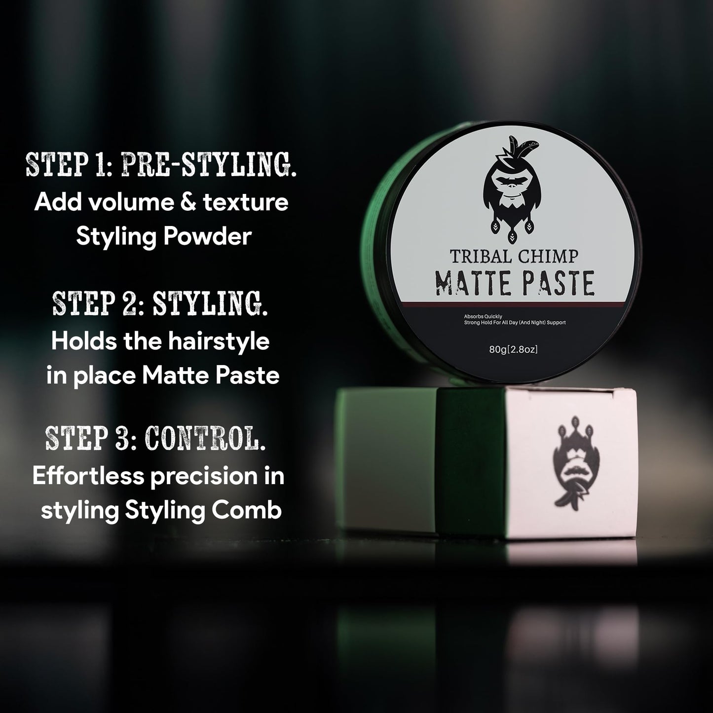 Tribal Chimp Matte Hair Styling Paste for Men - Medium to Strong Hold, Matte Finish, Easy to Apply & Wash Out - Styling Paste for All Hair Types