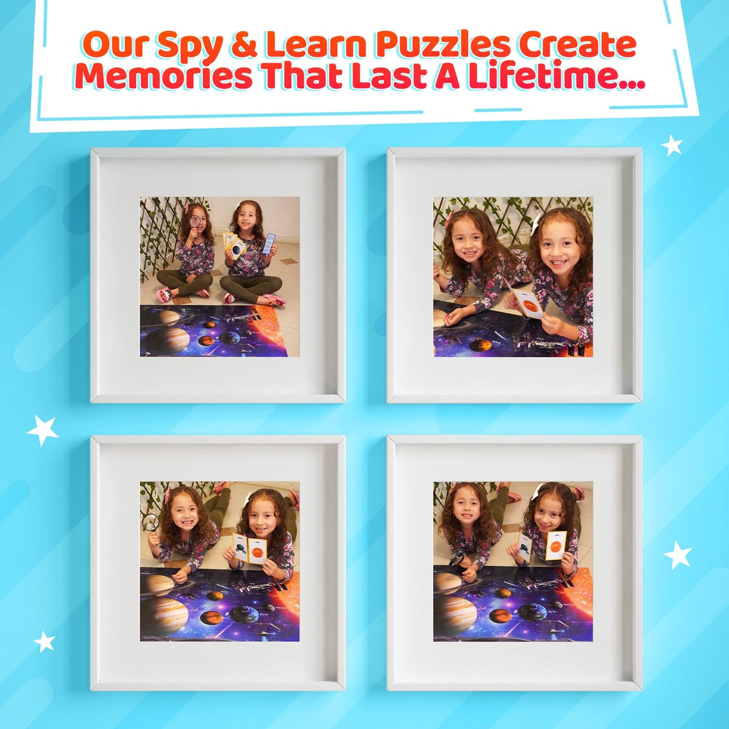 Solar System Spy Puzzle – 48 Piece Space Floor Puzzle with Flashcards & Magnifying Glass, 2ft x 3ft Educational Puzzle for Kids Ages 4-8