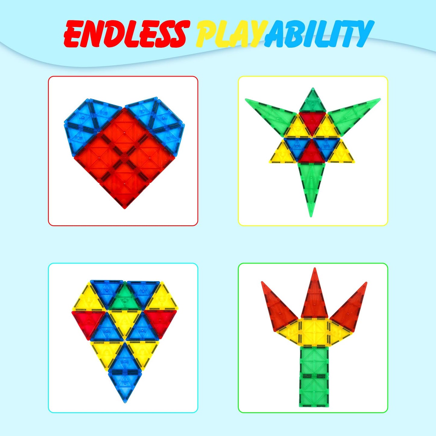 Gemmicc Magnetic Tiles 136pcs Deluxe Set – 3D Magnet Building Blocks & Stacking Puzzles with 2 Cars for Kids Boys & Girls