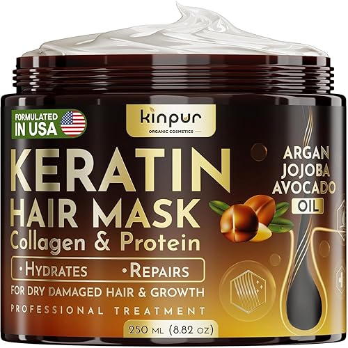Keratin Hair Mask for Dry, Damaged or Long Hair - Deep Conditioner Masque with Protein, Coconut, Jojoba & Avocado Oil - Collagen Treatment for Hair