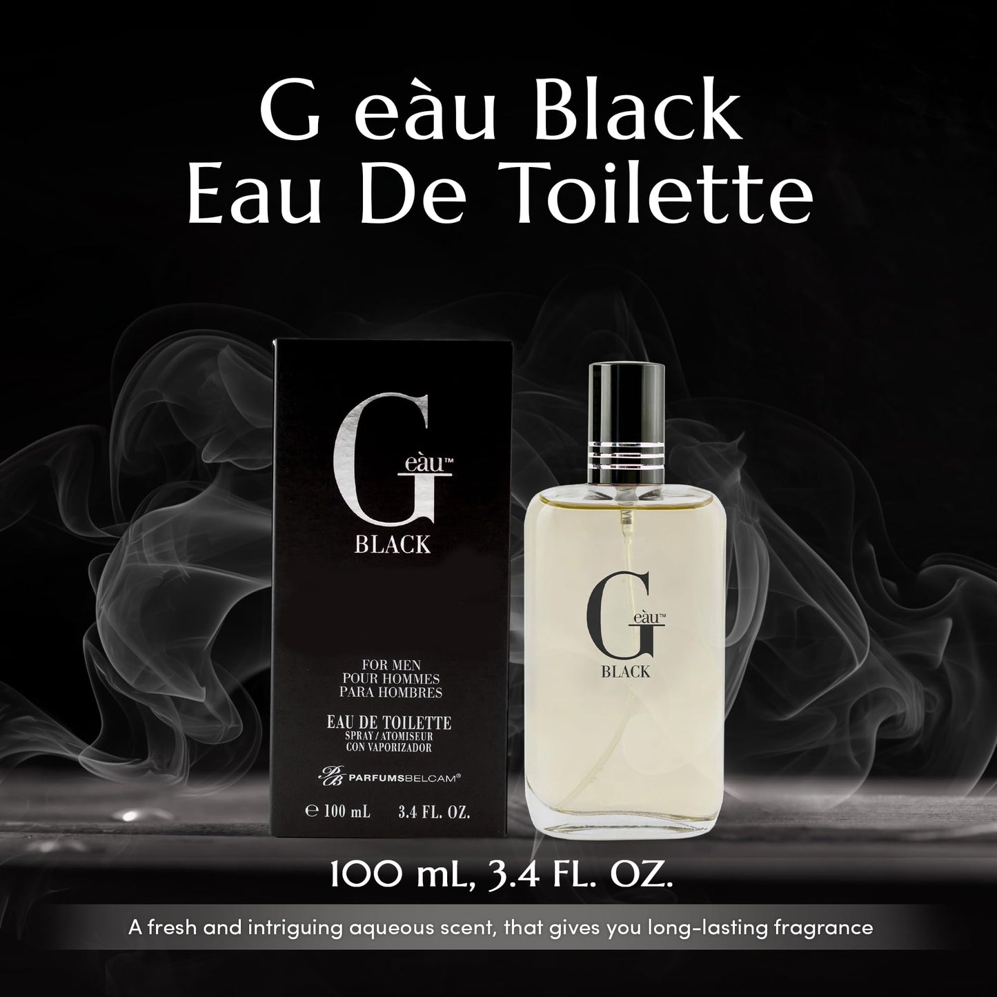 PB ParfumsBelcam G eàu Black Eau De Toilette Spray for Men – 100 mL Affordable, Long-Lasting Fresh Aquatic Fragrance & Spicy Aquatic Scent