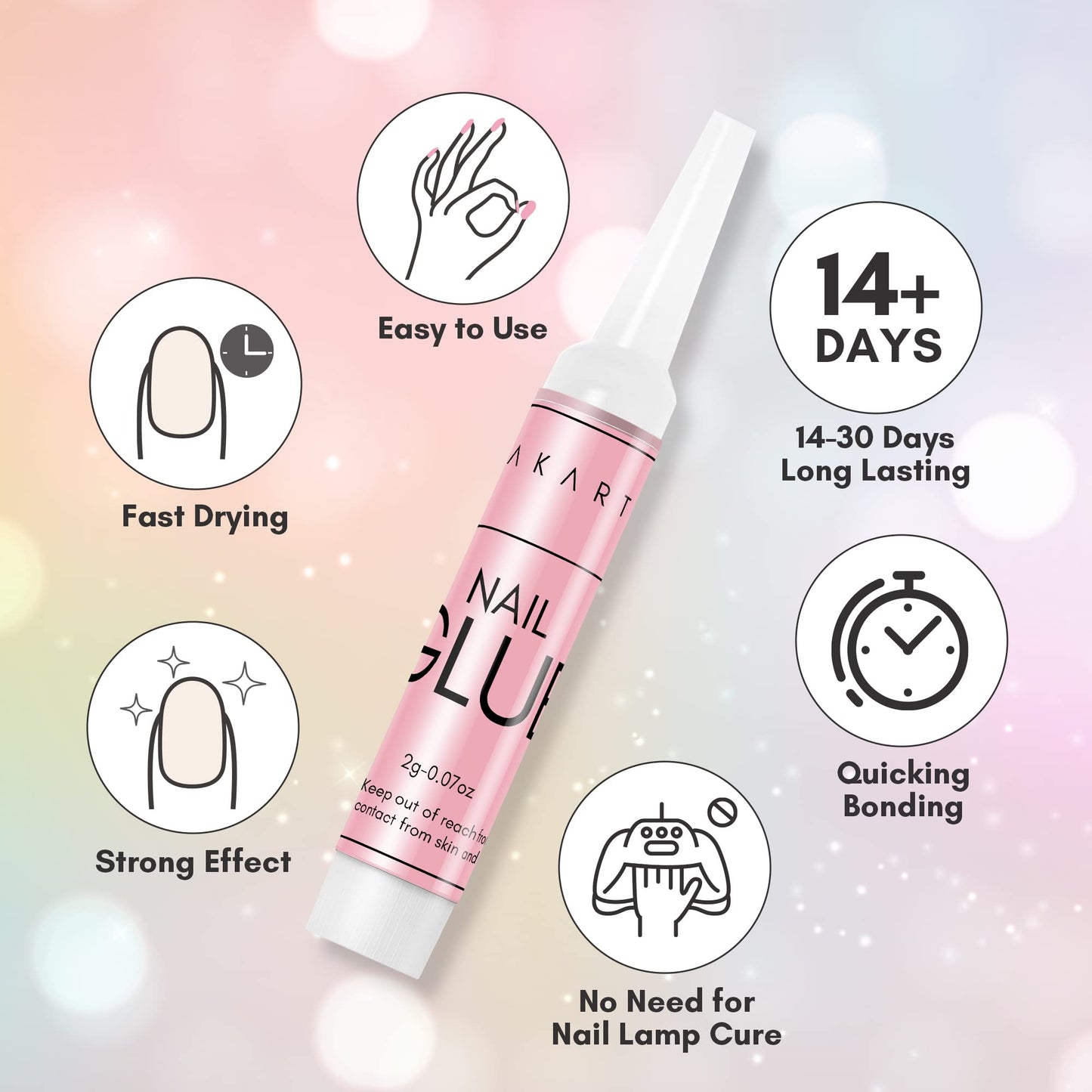 Makartt Super Strong Nail Glue for Press Ons: 100PCS Bulk Long Lasting Professional Adhesive for Fake Nail Tips,Strong, Quick Air Dry Glue 0.07oz Beauty and Personal Care Makartt