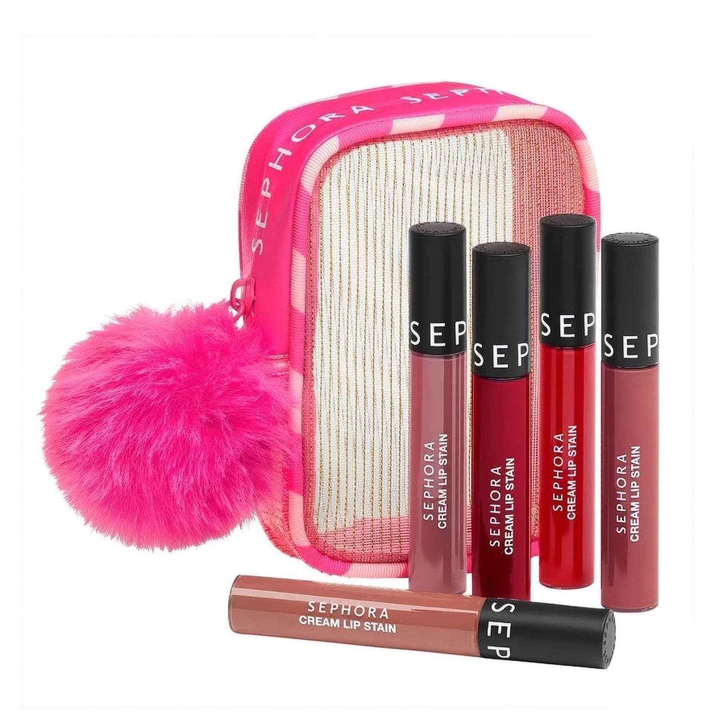 SEPHORA Collection 5 Piece Cream Lip Stain Makeup Gift Set (01 Always Red, 13 Marvelous Mauve, 94 Cherry Moon, 122 Casual Peach, Winter Rose)