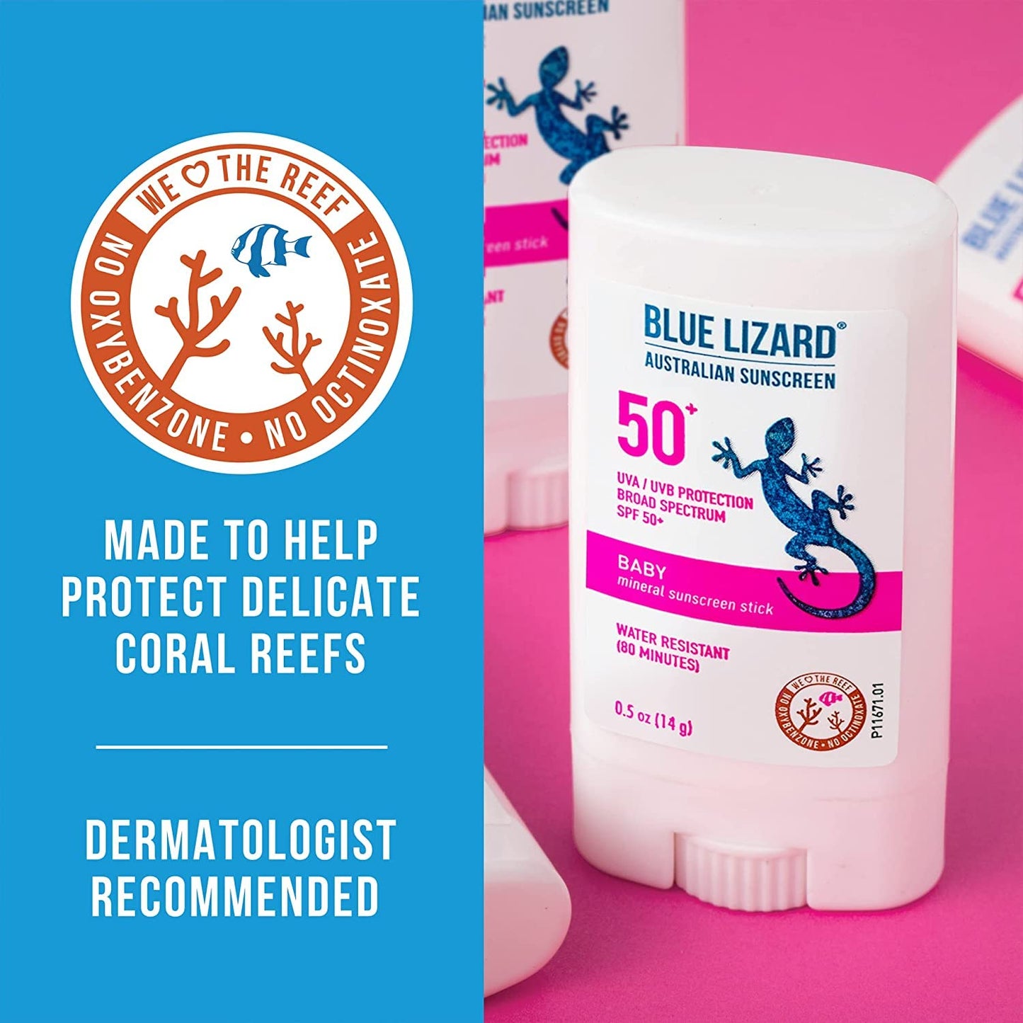 Blue Lizard BABY Mineral Sunscreen Stick with Zinc Oxide, SPF 50+, Water Resistant, UVA/UVB Protection - Easy to apply, Fragrance Free.5 oz (Pack