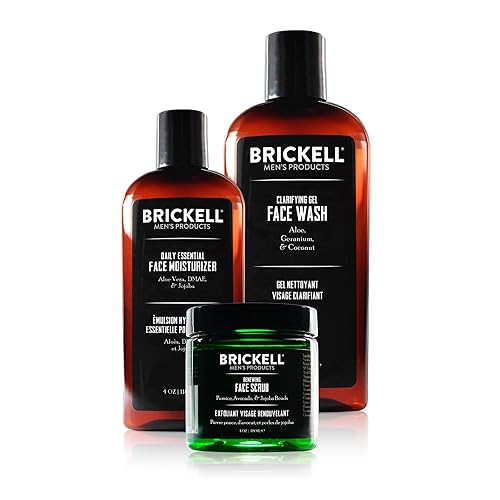 Brickell Men's Products Daily Advanced Face Care Routine I, Gel Facial Cleanser Wash, Face Scrub, Facial Moisturizer Lotion, Natural and Organic Men's