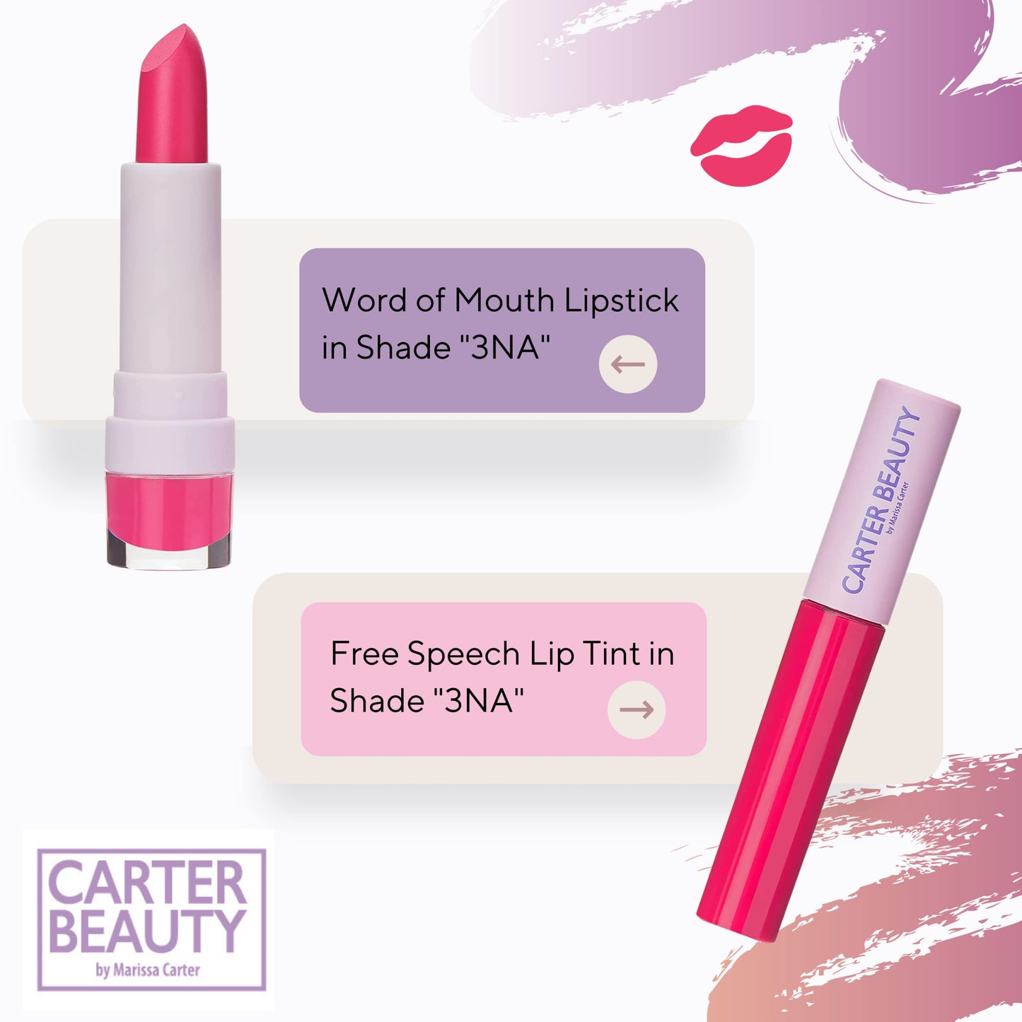 Carter Beauty By Marissa Carter Word Of Mouth Lipstick - Intense Color With A Smooth Matte Finish - Can Be Used With Free Speech Lip Tint For A Glossy