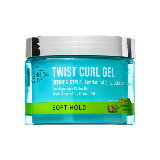 KISS Colors & Care Twist Curl Gel – 6 oz, Flexible Hold for Twists, Moisturizing, Promotes Hair Growth, Lightweight with Organic Jamaican Black Castor Oil