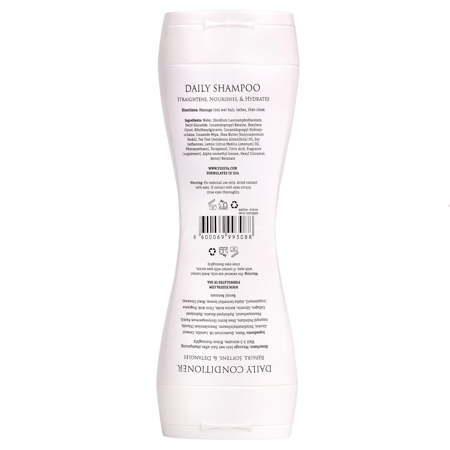 YUDIVA 2 Products in 1 Bottle, Shea Butter Shampoo & Conditioner Set, with travel bag, fits all hair types, 15.2 Fl oz