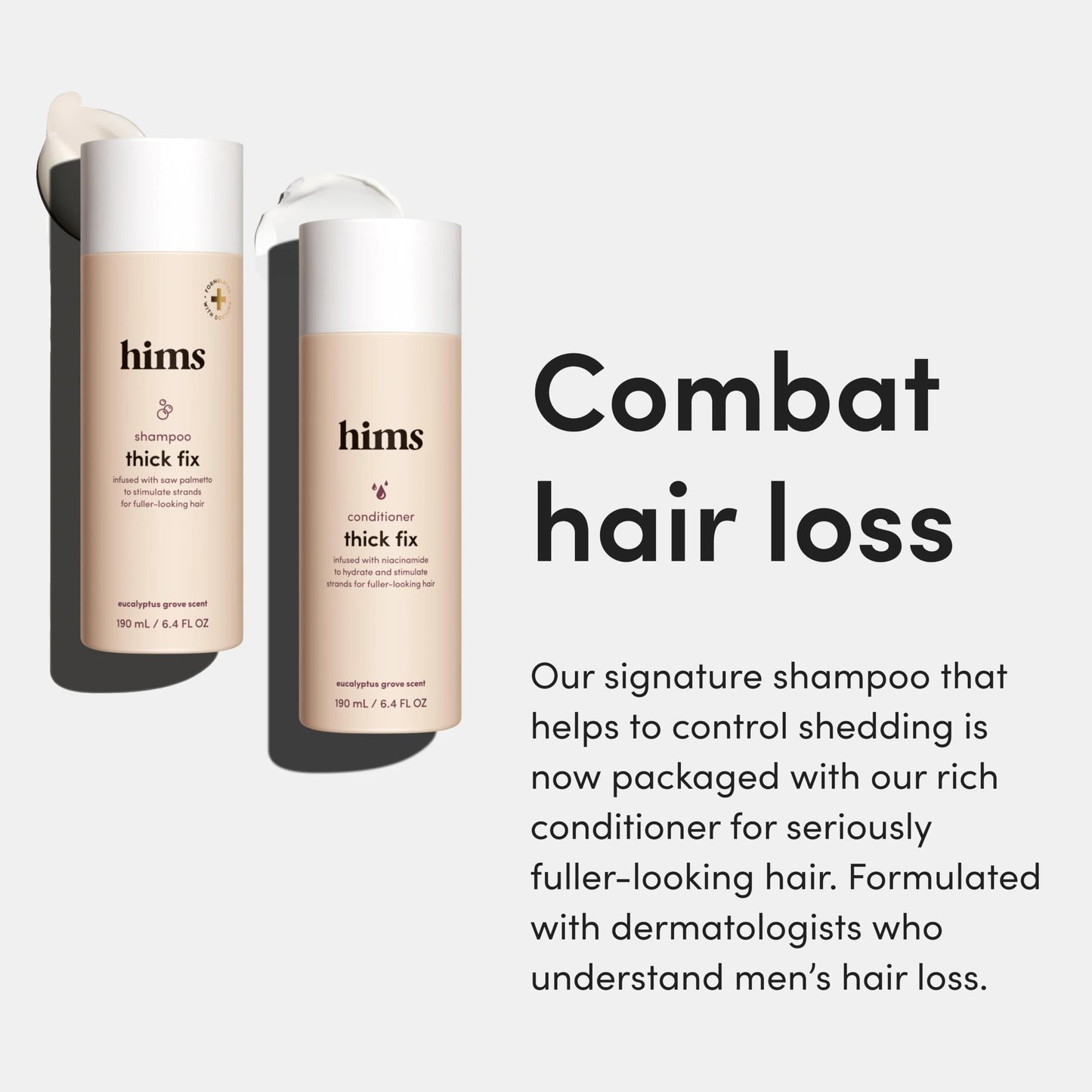 hims Thick Fix Shampoo & Conditioner Set - Saw Palmetto for Healthy Hair Growth & Thickening - Scalp Cleansing - Vegan, Sulfate-Free & Cruelty-Free