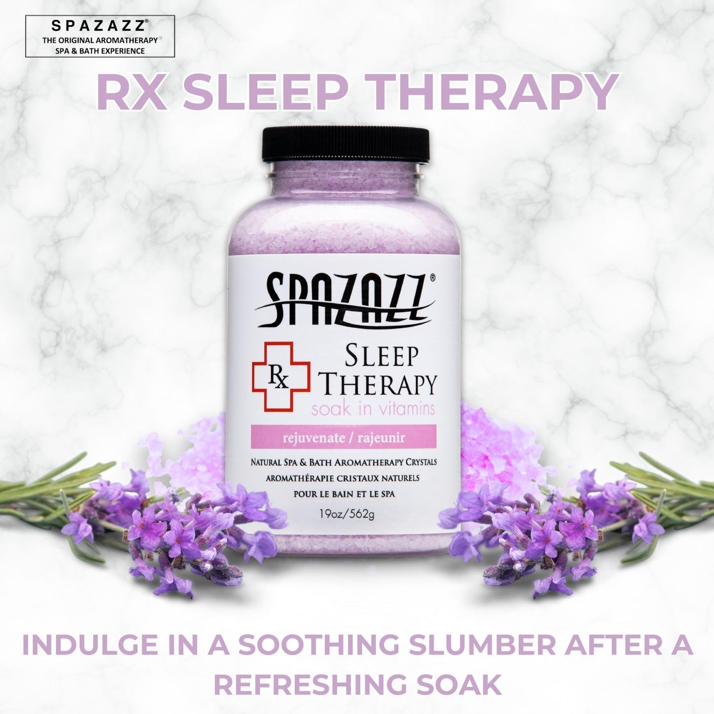 Spazazz Aromatherapy Salt Crystals 19oz - Sleep Therapy - Hot Tub & Bath Soak - Spazazz Hot Tub Crystals are Oil-Free & Safe for All Spas Beauty and Personal Care Spazazz