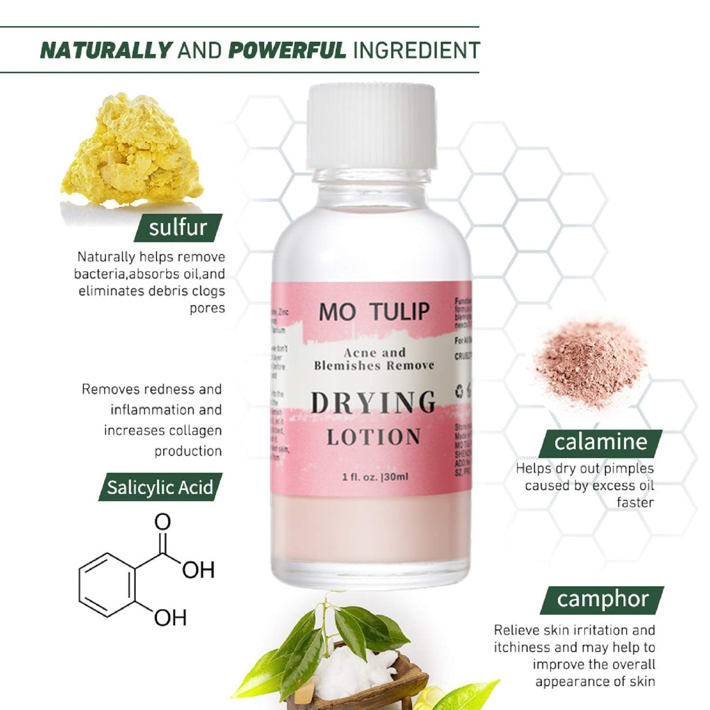 MO TULIP Acne Drying Lotion, Overnight Acne Acid and Acne Spot Treatment for Face and Body, Pimple Lotion Spot Treatment, Dry Out Pimples, Blemishes