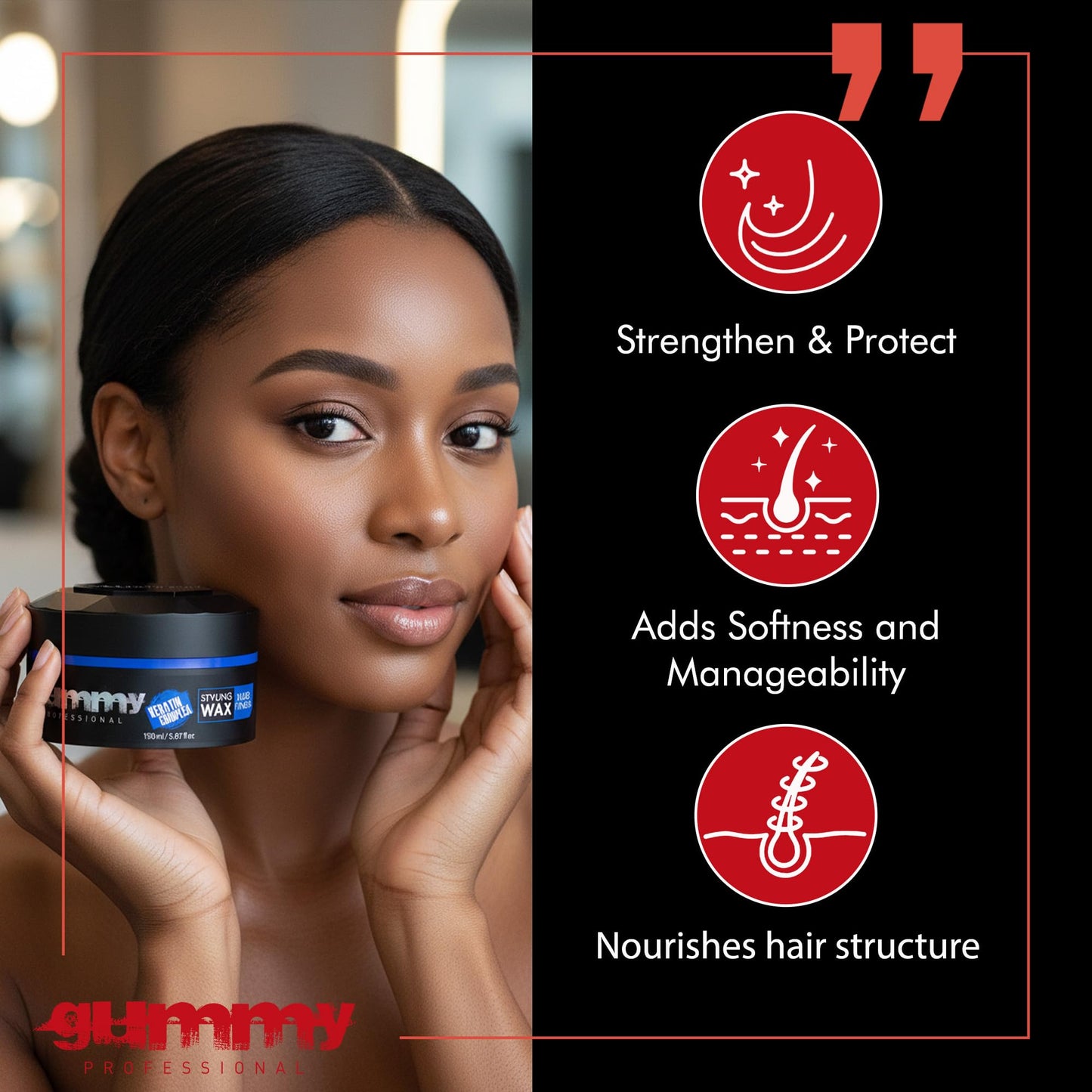 Gummy Professional Hard Finish Hair Wax - Maximum Hold Styling Wax - Transparent Water-Based Non-Greasy Formula - Leaves No Residue, Washes Out Easily Beauty and Personal Care Gummy