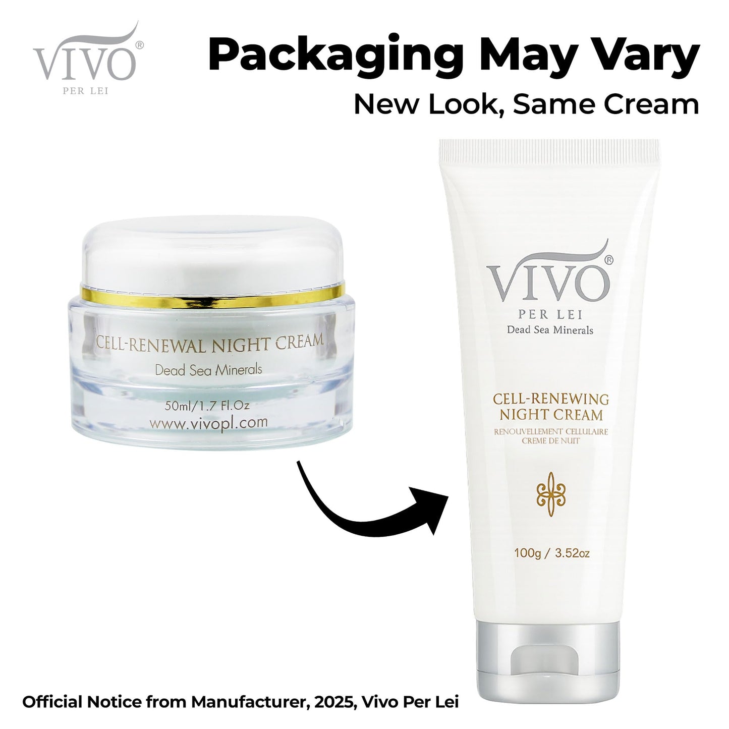 Vivo Per Lei Dead Sea Night Cream - Moisturizing Night Cream for Face - 3.52 Oz