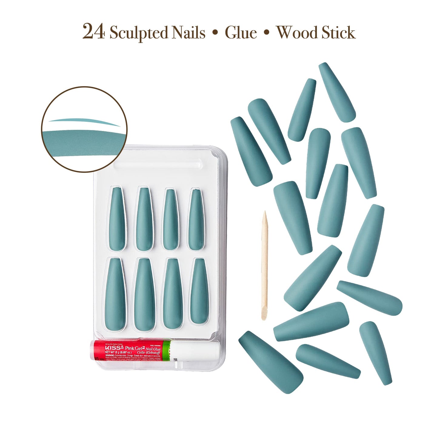 GoldFinger Press On Nails Full Cover Nails Glue On Nails Manicure XXL Fake Nails with Glue (Moonlight) Beauty & Personal Care Goldfinger