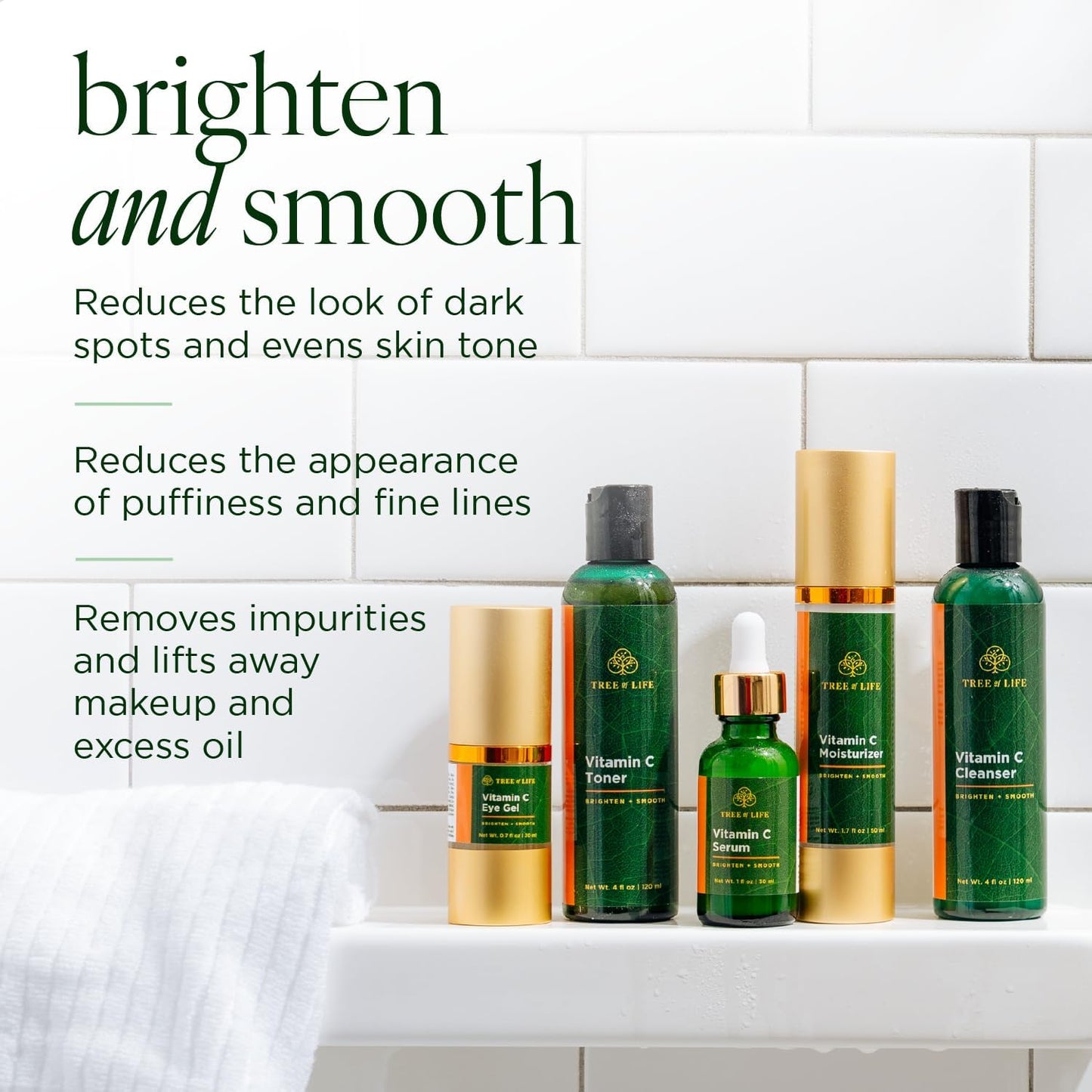 Tree of Life Beauty Ultimate Skin Care Set, Brightening, Firming, Hydrating, Moisturizing, Brightening, Complete Face Care Regimen - Total Vitamin C