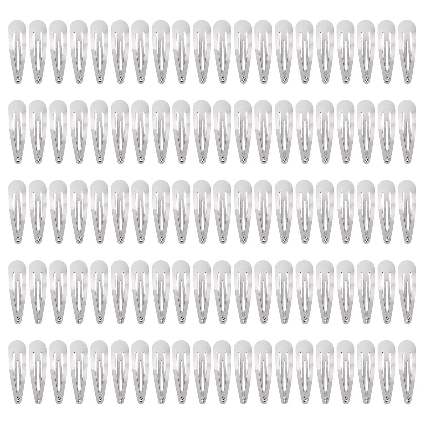 Lawie 100 Pack 2" Snap Hair Clips - Silver Metal Barrettes, 5cm Small Hairpins, Thin Barrettes for Gray Hair, DIY Crafts, Accessories for Women