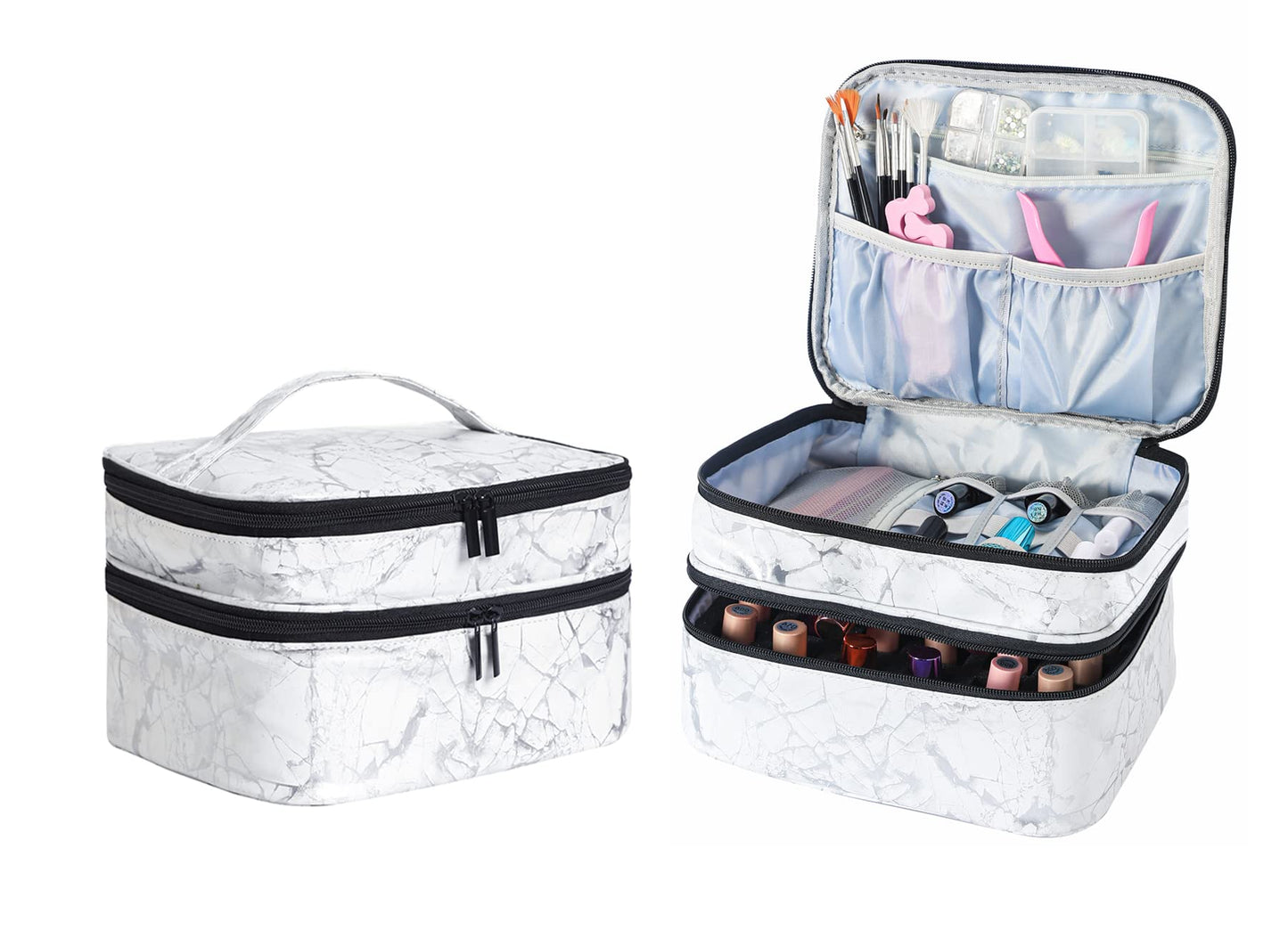 ZFZGFRCS Nail Polish Organizer- Holds 30 Bottles Nail Supply Organizers and Storage Double-layer Nail Bag Organizer Case Nail varnish Organizer Nail