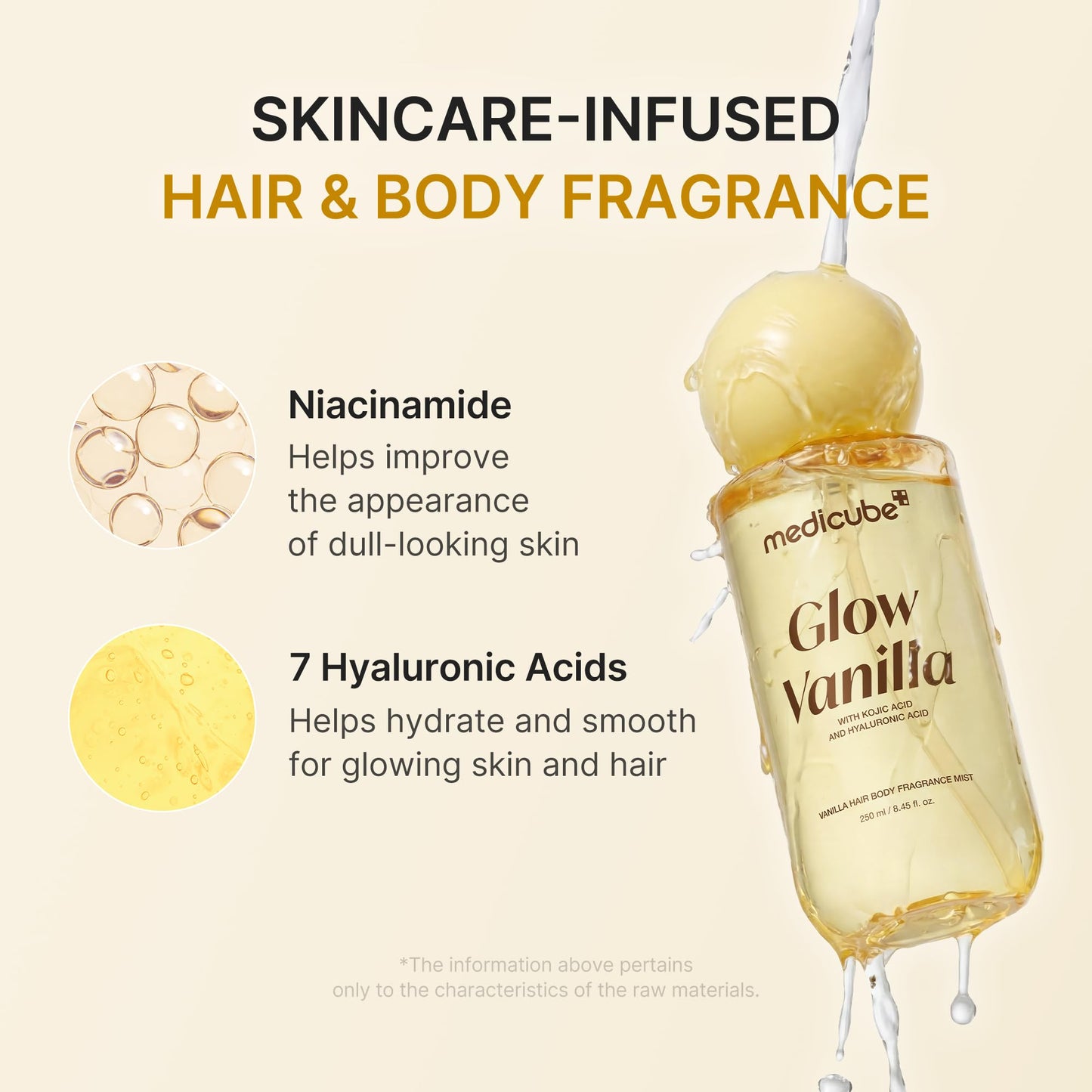 medicube Glow Vanilla Hair & Body Fragrance Mist | Sweet Creamy Vanilla Musk Perfume Mist with Niacinamide and Hyaluronic Acids | Freshness, Odor Care Beauty and Personal Care medicube