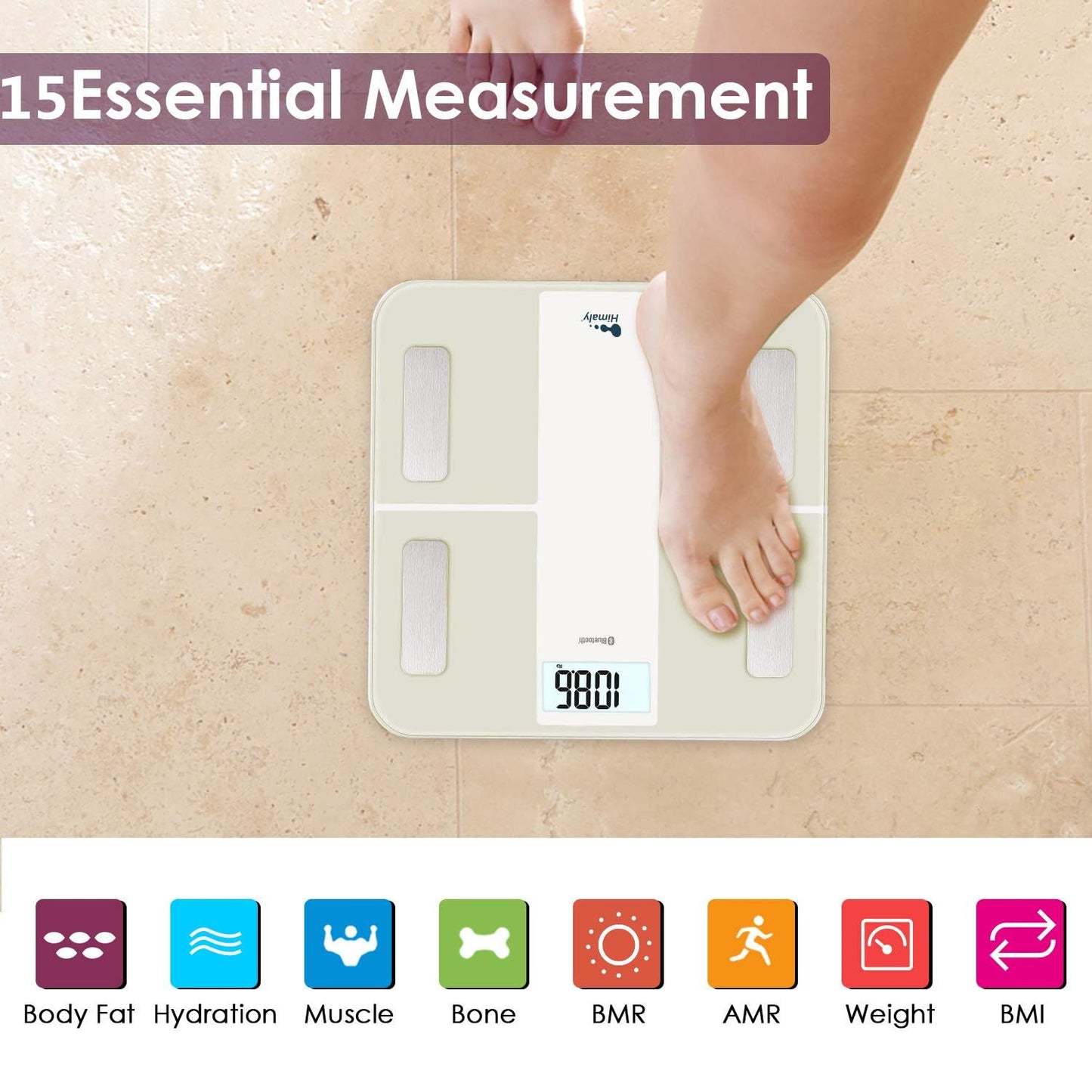 himaly USB Rechargeable Bathroom Scale for Body Weight, Digital Weight Scale Bluetooth for Accurate BMI Body Fat Scale Muscle Mass Composition…
