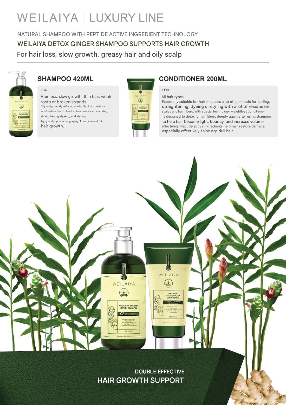 WEILAIYA LUXURY ZINGIBER DETOX SHAMPOO/CONDITIONER