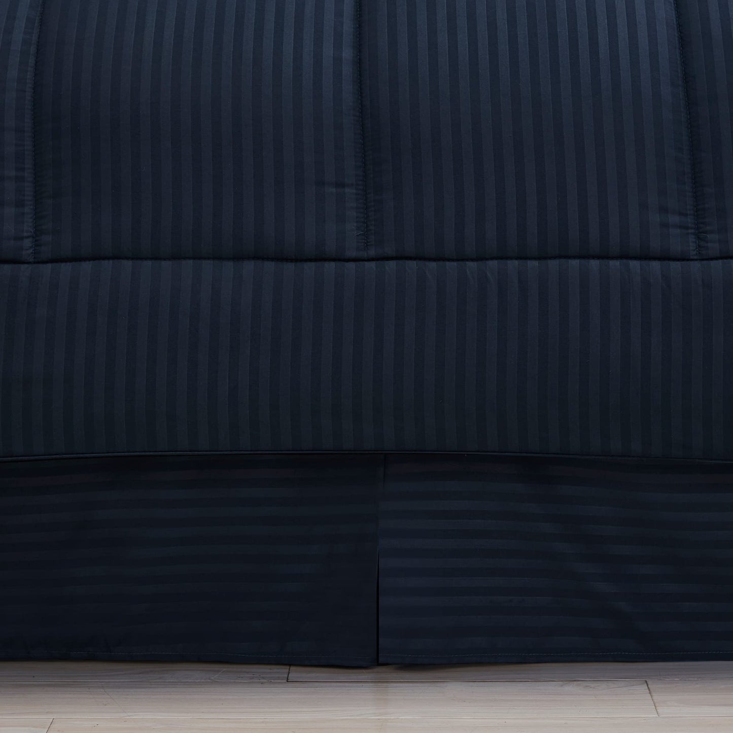 King Size Comforter Set 8 Piece Bed in a Bag with Bed Skirt, Fitted Sheet, Flat Sheet, 2 Pillowcases, 2 Pillow Shams, King, Dobby Navy