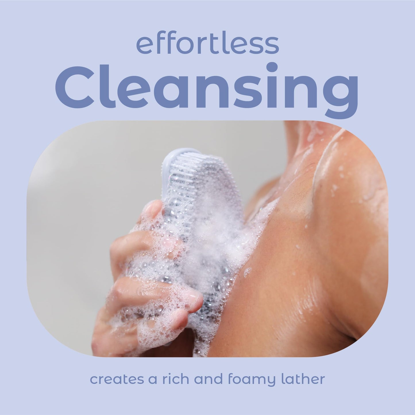 MainBasics Silicone Body Scrubber Dual-Sided Shower Loofah and Exfoliator (Frosted Sky, Exfoliate)