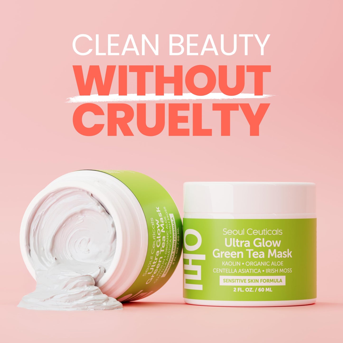 SeoulCeuticals Korean Skin Care Face Mask for Sensitive Skin - Korean Skincare Green Tea Wash Off Masks - K Beauty Face Masks - Aloe Vera Mask +
