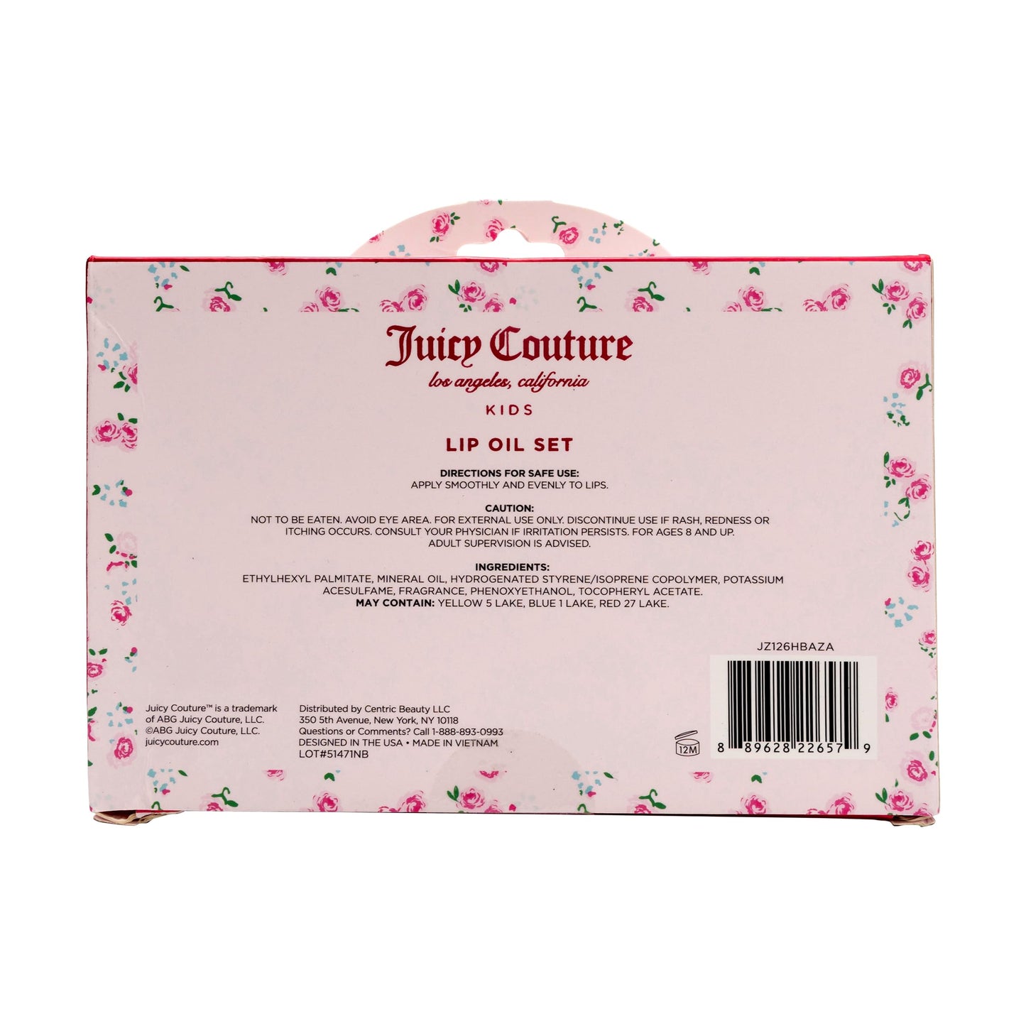 Juicy Couture Kids Hydrating Lip Oil Set, 6 Pack Floral Tubes, Tinted Lip Oil Gift Set for Girls and Tweens