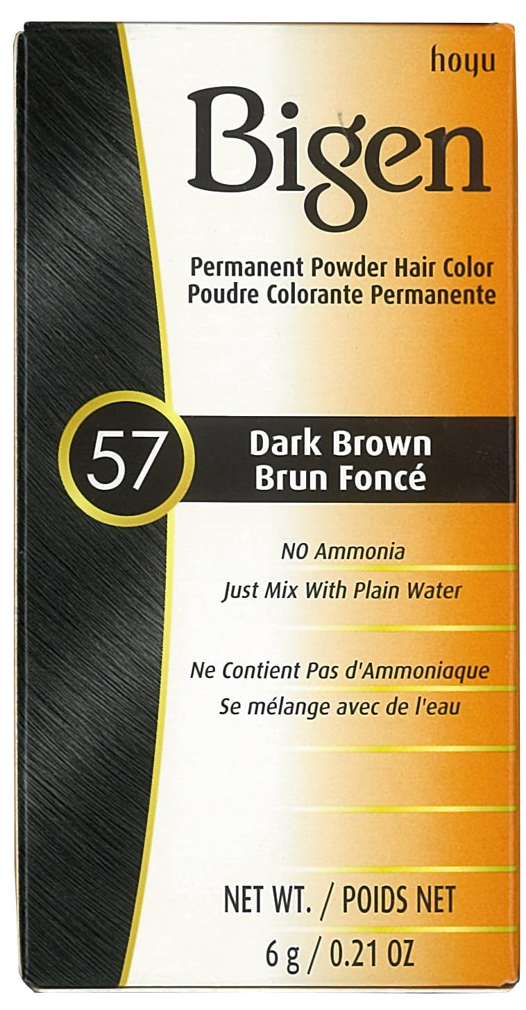 Bigen Powder Hair Color #57 Dark Brown 0.21oz (6 Pack)