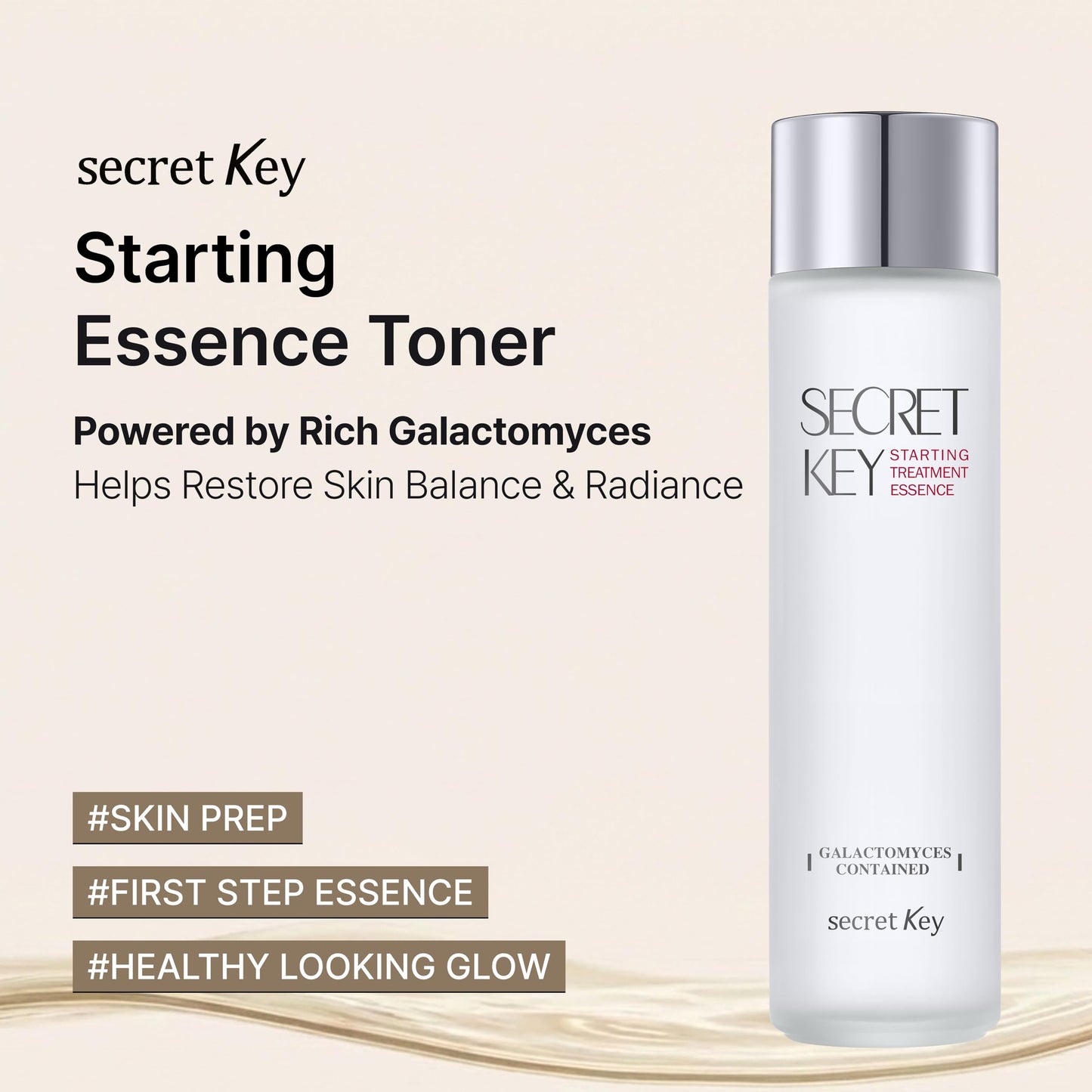 SECRETKEY Starting Care Essence Toner, Galactomyces Ferment Filtrate with Adenosine for Radiance Glass Skin, Hydrating Essence, Helps Improve Uneven