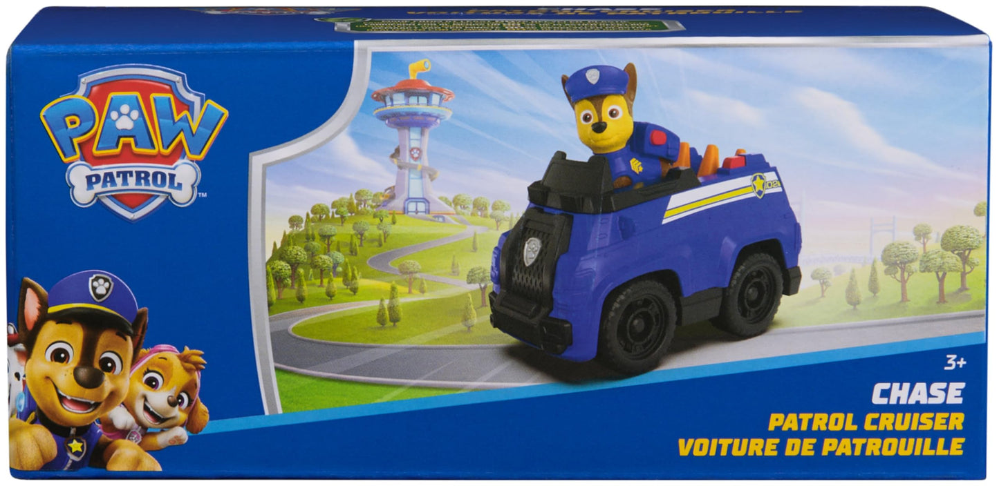 PAW Patrol, Chase’s Patrol Cruiser, Toy Car with Collectible Action Figure, Sustainably Minded Kids Toys for Boys & Girls Ages 3 and Up