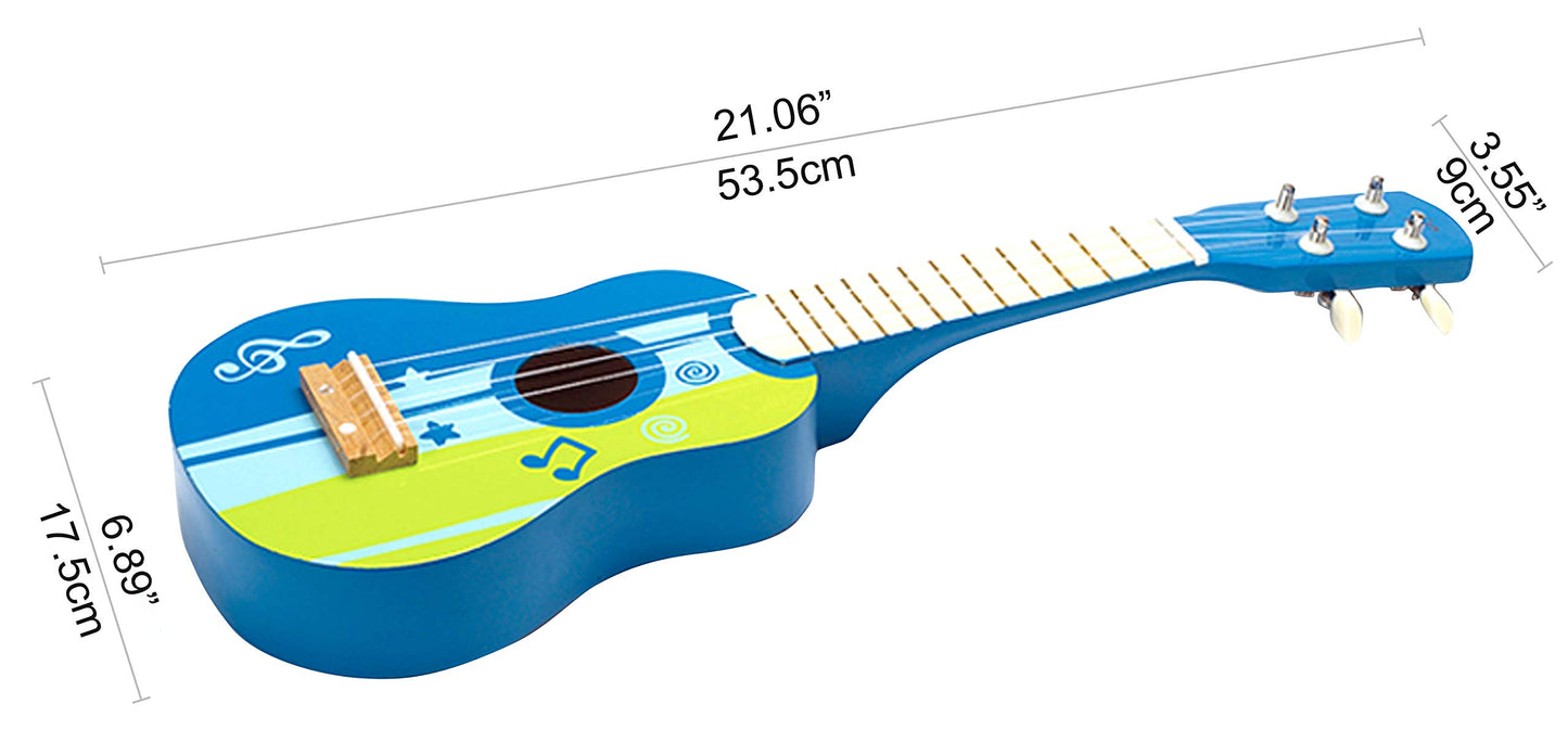Hape Kid’s Wooden Toy Ukulele | 21 Inch Wooden Ukulele Musical Instrument with Vibrant Sound and Tunable Nylon Strings for Children, Blue